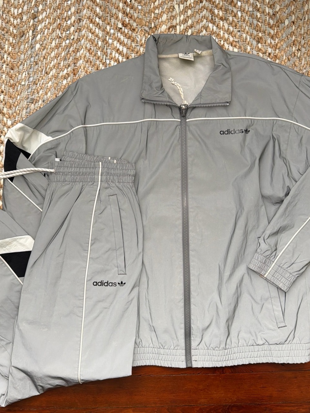 adidas reflective Windbreaker Jacket and Track Pants Set